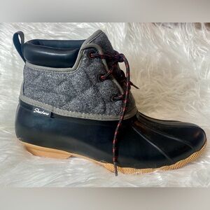 Skechers Boots Women's Pond Lil Puddles Duck Boots, Black/Charcoal, Size: 8